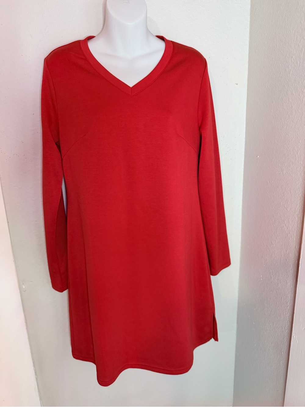 Sampeel Red Soft Knit Long Sleeve Dress Medium